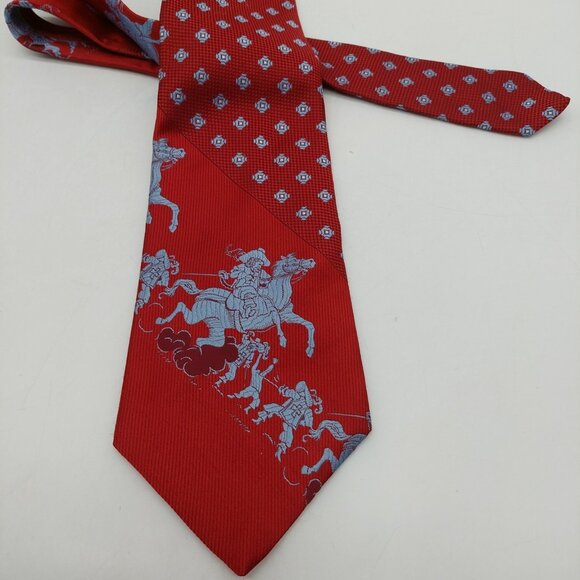 Three Musketeers Pattern Red Necktie Ted Blue - Picture 7 of 10